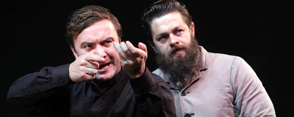 Kelly Theatre Robert Peet 01 Ned Kelly (played by Steven Rooke, right) and Dan Kelly (Kevin Spink). Image: Robert Peet